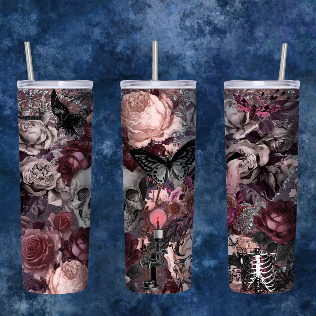 Burgundy Skull Tumbler